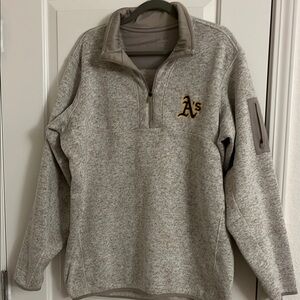 Antigua Gray Zip Up Fleece Lined sweatshirt with Oakland Athletics Logo